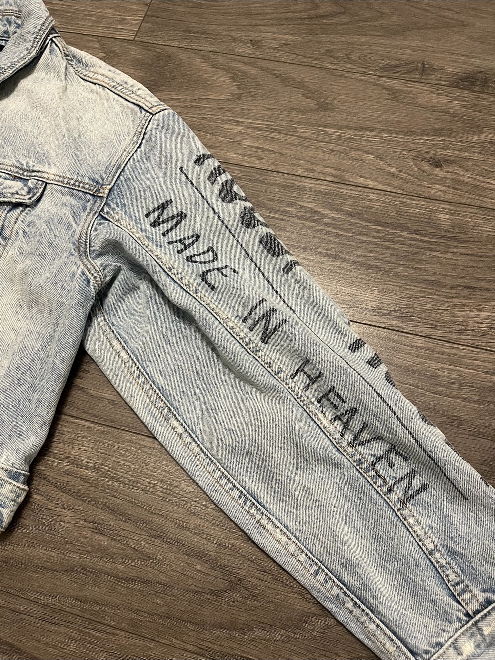 Ksubi Light Wash Denim Jacket with Sleeve Graphic image 3